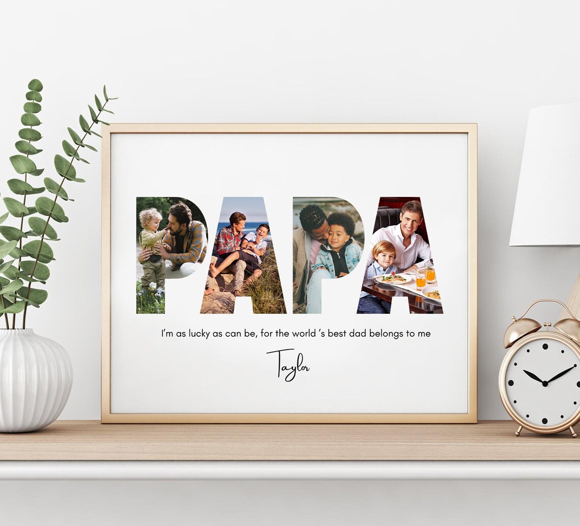 Personalized Papa Photo Collage Gift, Daddy Present - Image 4