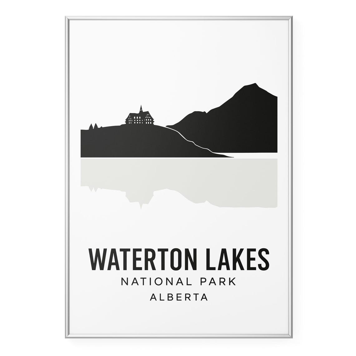 Waterton Lakes Alberta Mountain Lodge Minimalist Travel Poster