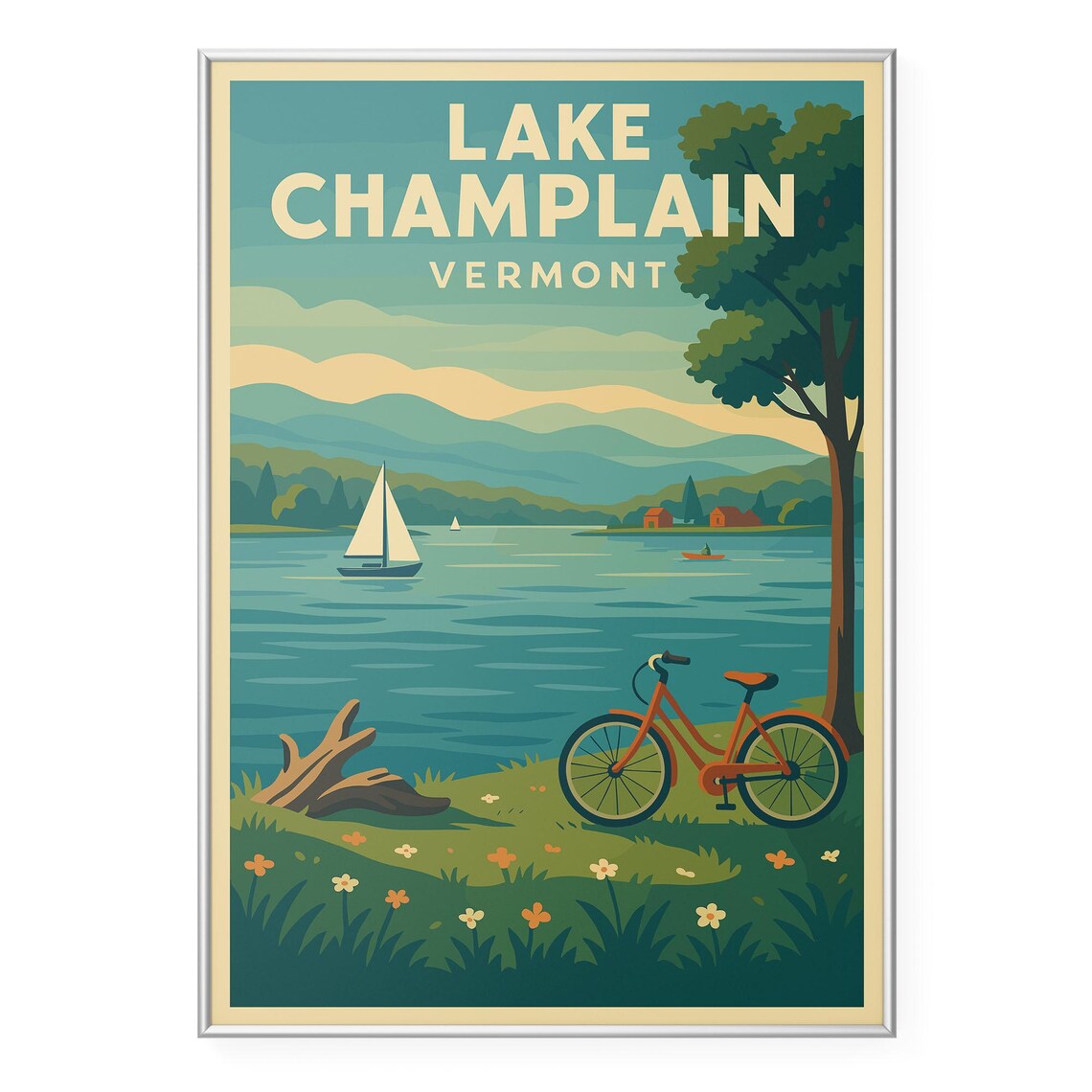 Lake Champlain Travel Poster, Vermont Wall Art
