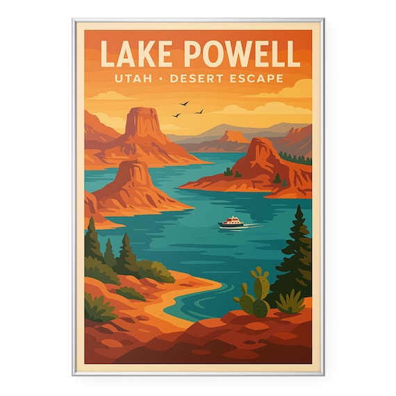 Lake Powell Utah Red Rock Desert Escape Sunset Travel Poster