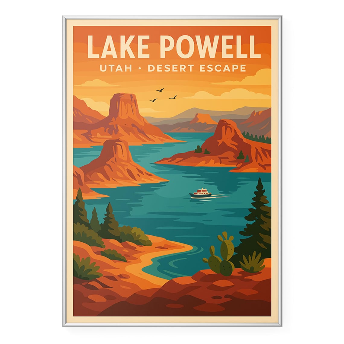 Lake Powell Utah Red Rock Desert Escape Sunset Travel Poster
