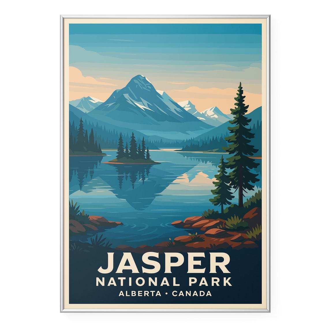 Jasper National Park Alberta Canada Mountain Lake Travel Poster