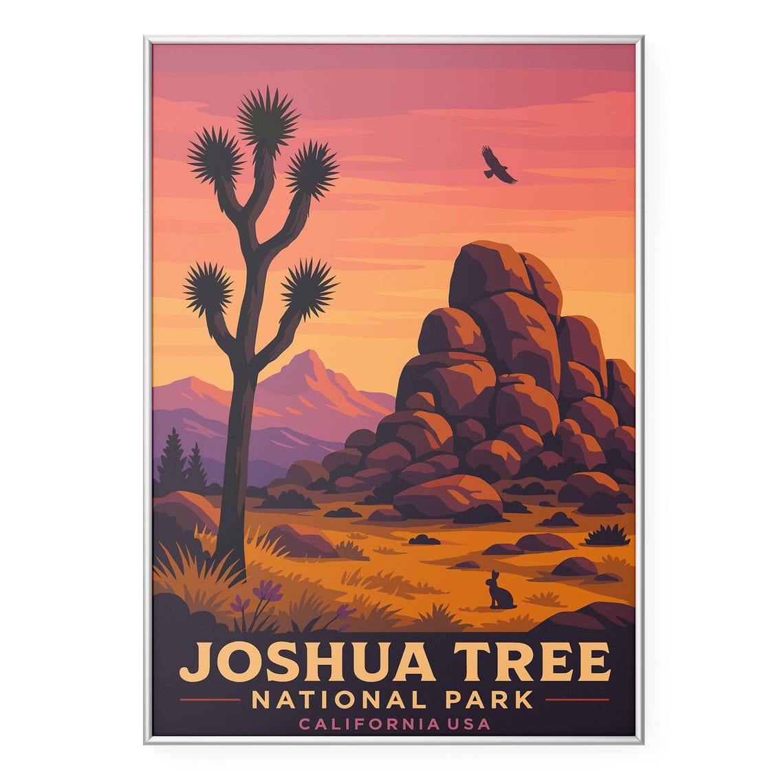 Joshua Tree National Park California Desert Sunset Travel Poster