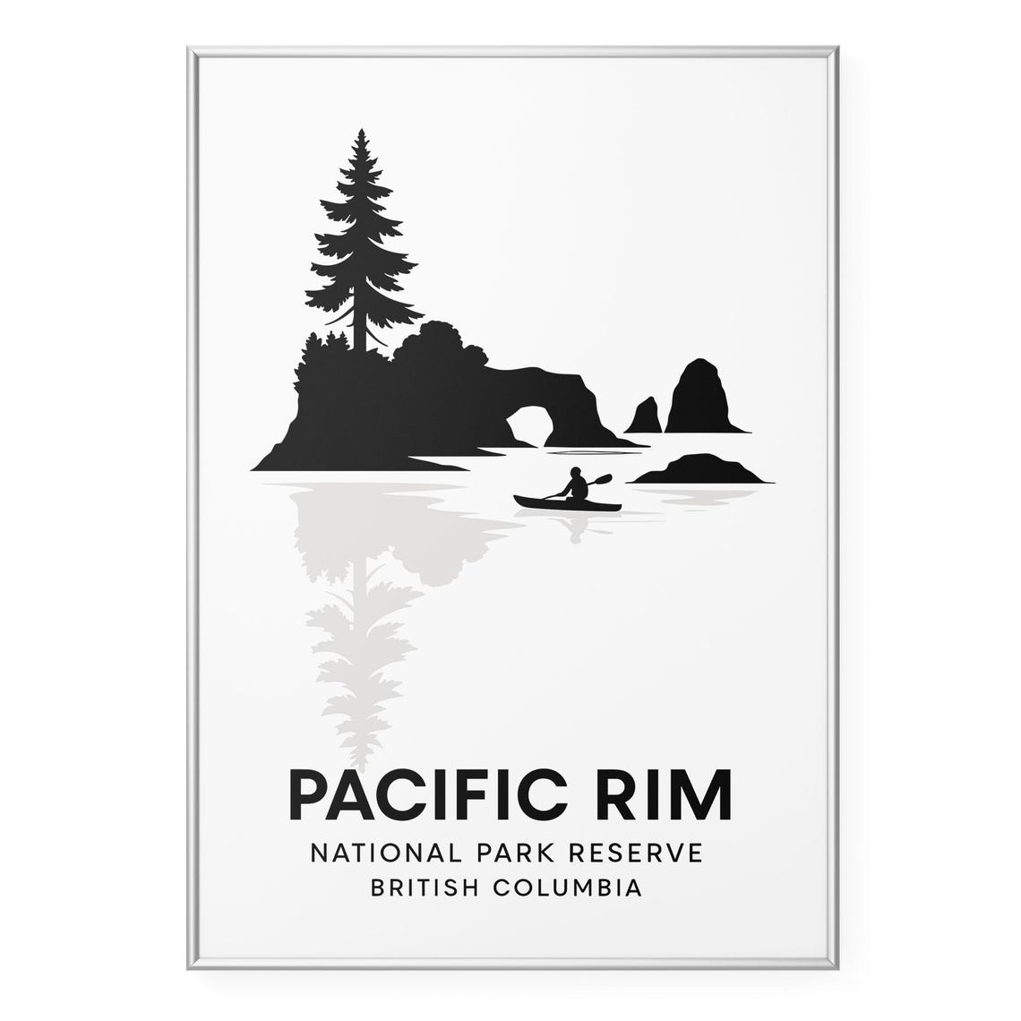 Pacific Rim British Columbia Kayaker Minimalist Coastal Art Poster