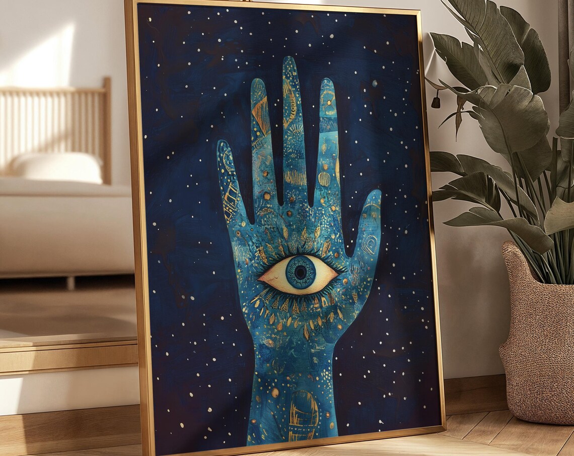 Starry Evil Eye Spiritual Art Print, Maximalist Nazar - Image 4