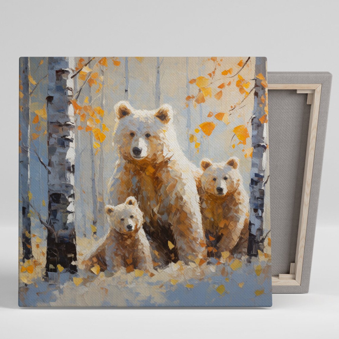 Autumn Bears Family Wall Art Print, Nature Decor