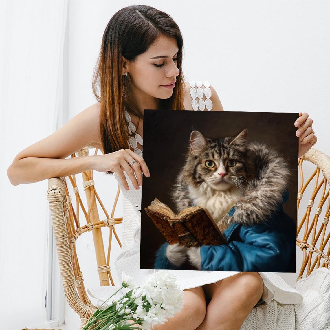 Scholarly Cat, Vintage Bohemian Wall Art Print - Image 3