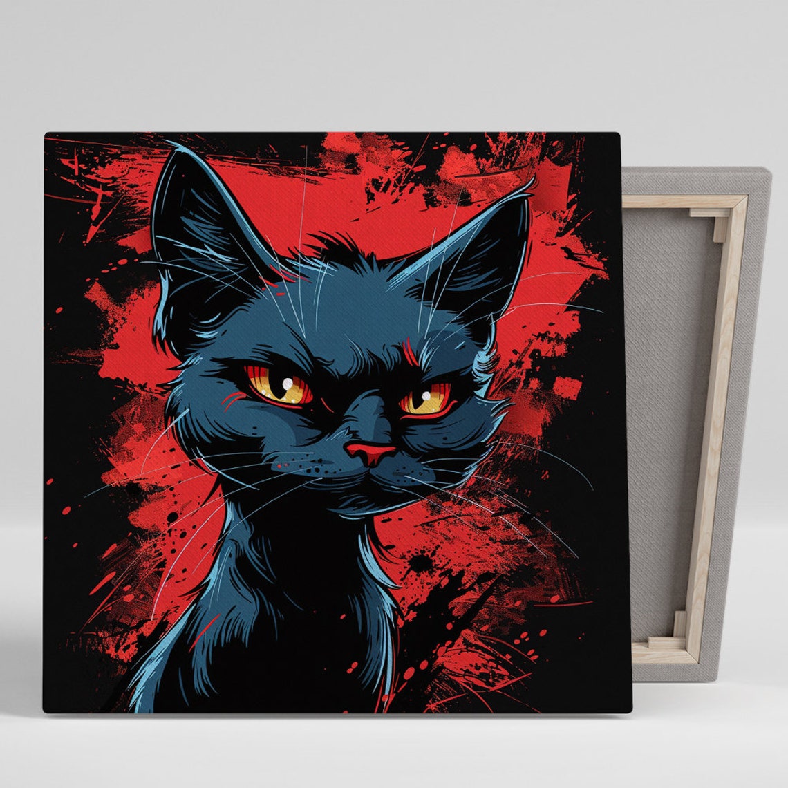 Fierce Feline Vigilante Art Or Poster Street Animal Art Living Room Bedroom Office Game Room Decor Red Blue Yellow Feline Decor