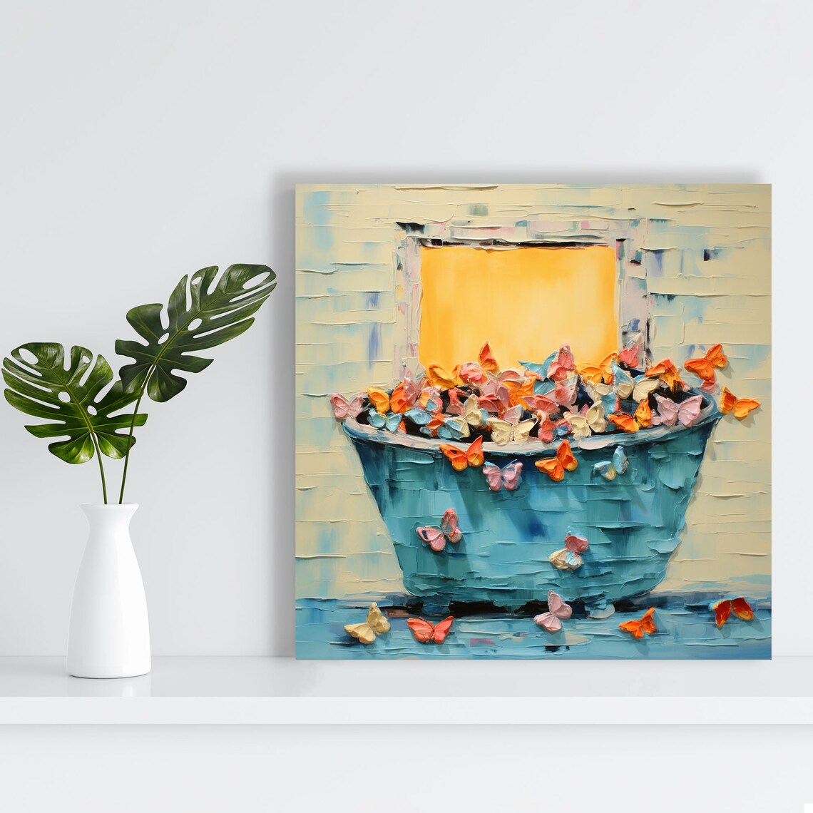 Butterflies In Bathtub Bathroom Decor Art Print - Image 2