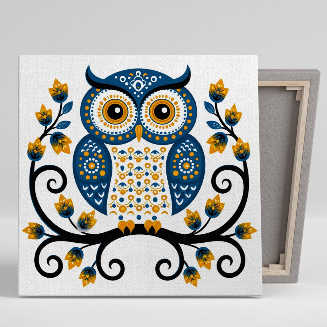 Owl Blossom Whimsical Nature Art Print, Modern Decor