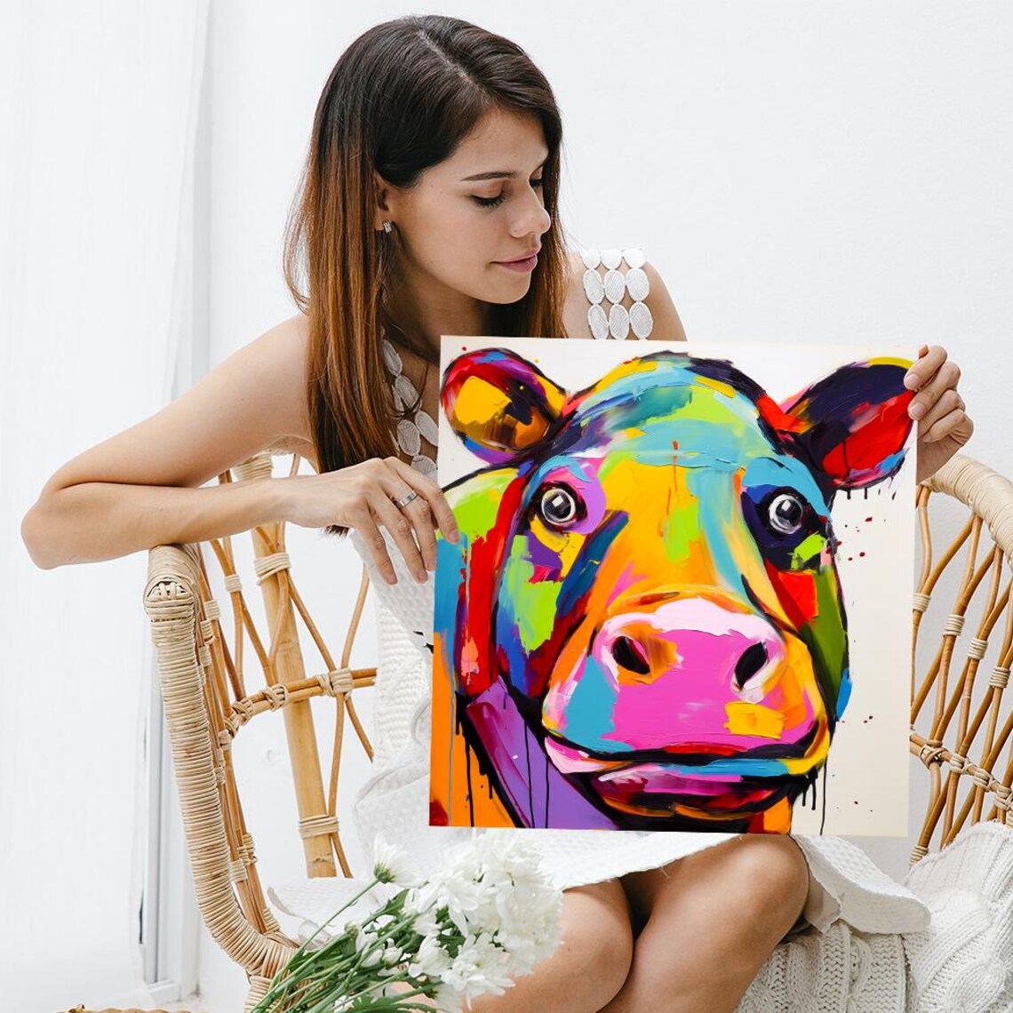 Bovine Bliss Abstract Modern Farmhouse Wall Art Print - Image 3