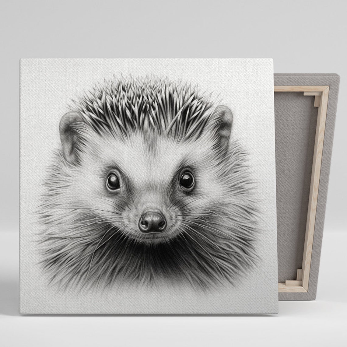 Hedgehog Pencil Sketch Portrait Black White Cute Animal Wall Art