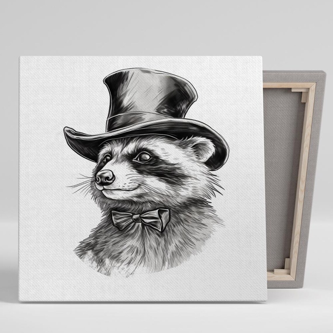 Dapper Raccoon Whimsical Vintage Wall Art Print