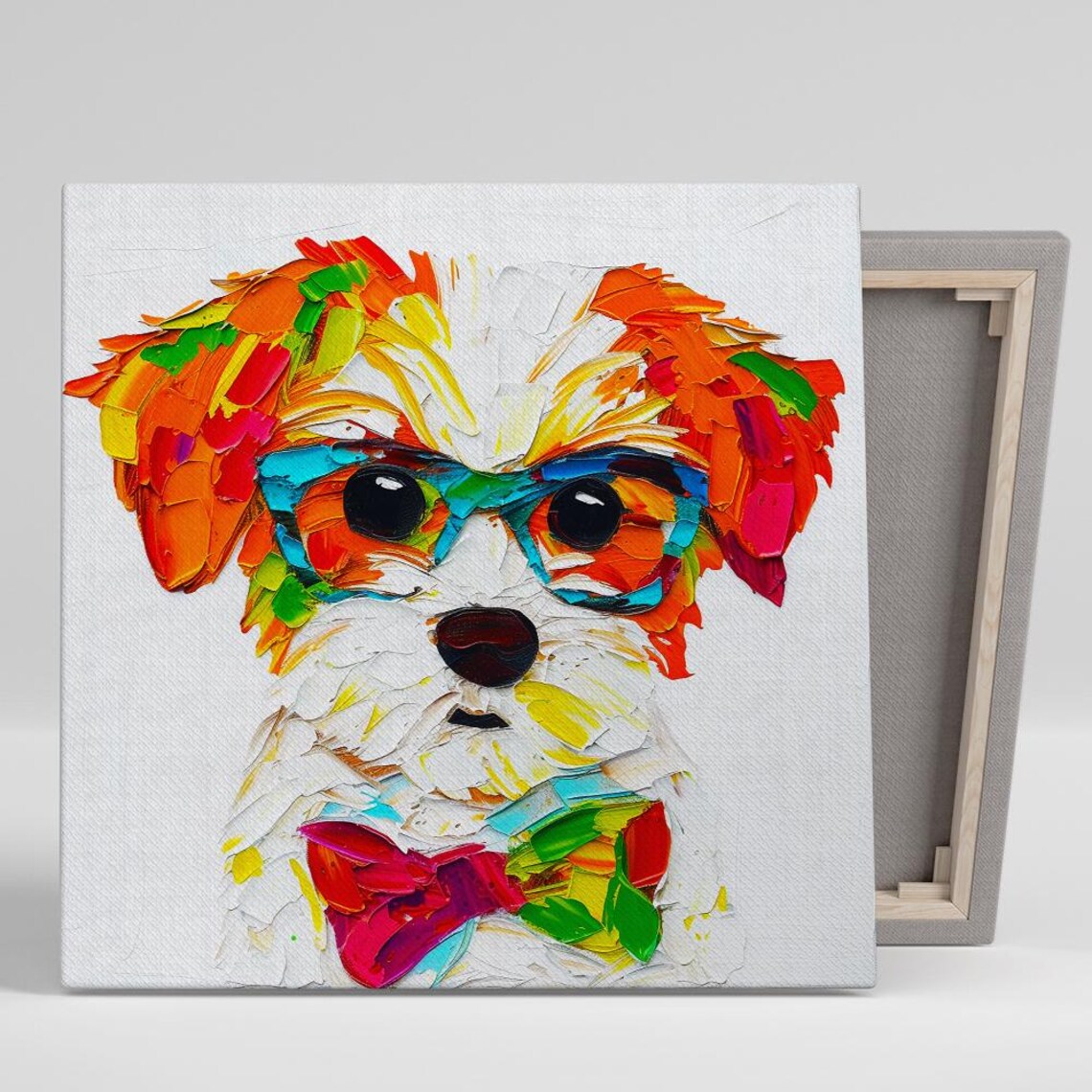 Maltese Puppy Whimsical Contemporary Wall Art Print