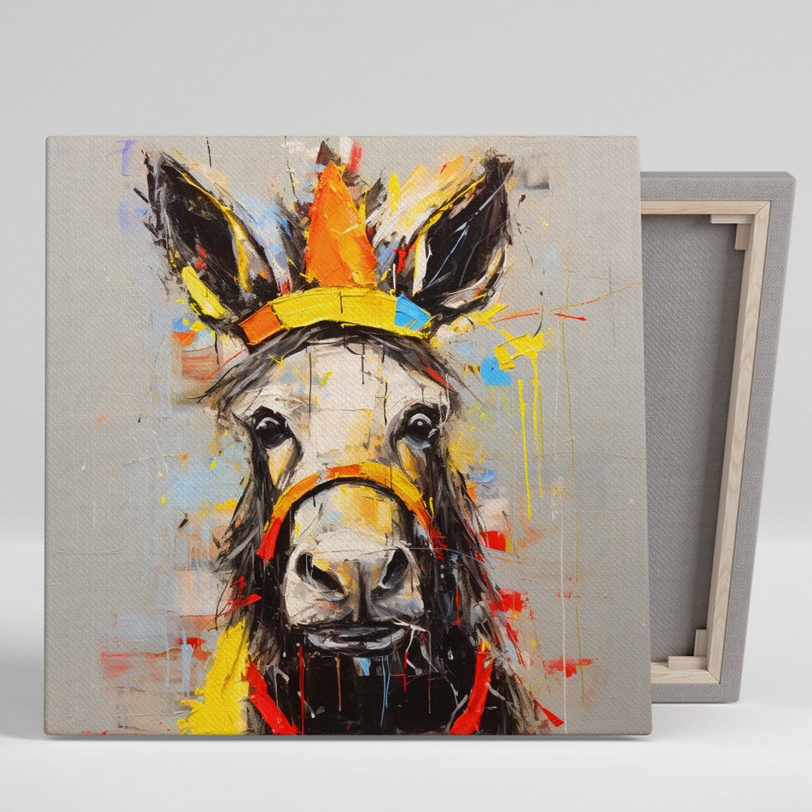 Donkey Wearing Golden Crown Whimsical Colorful King Animal Poster
