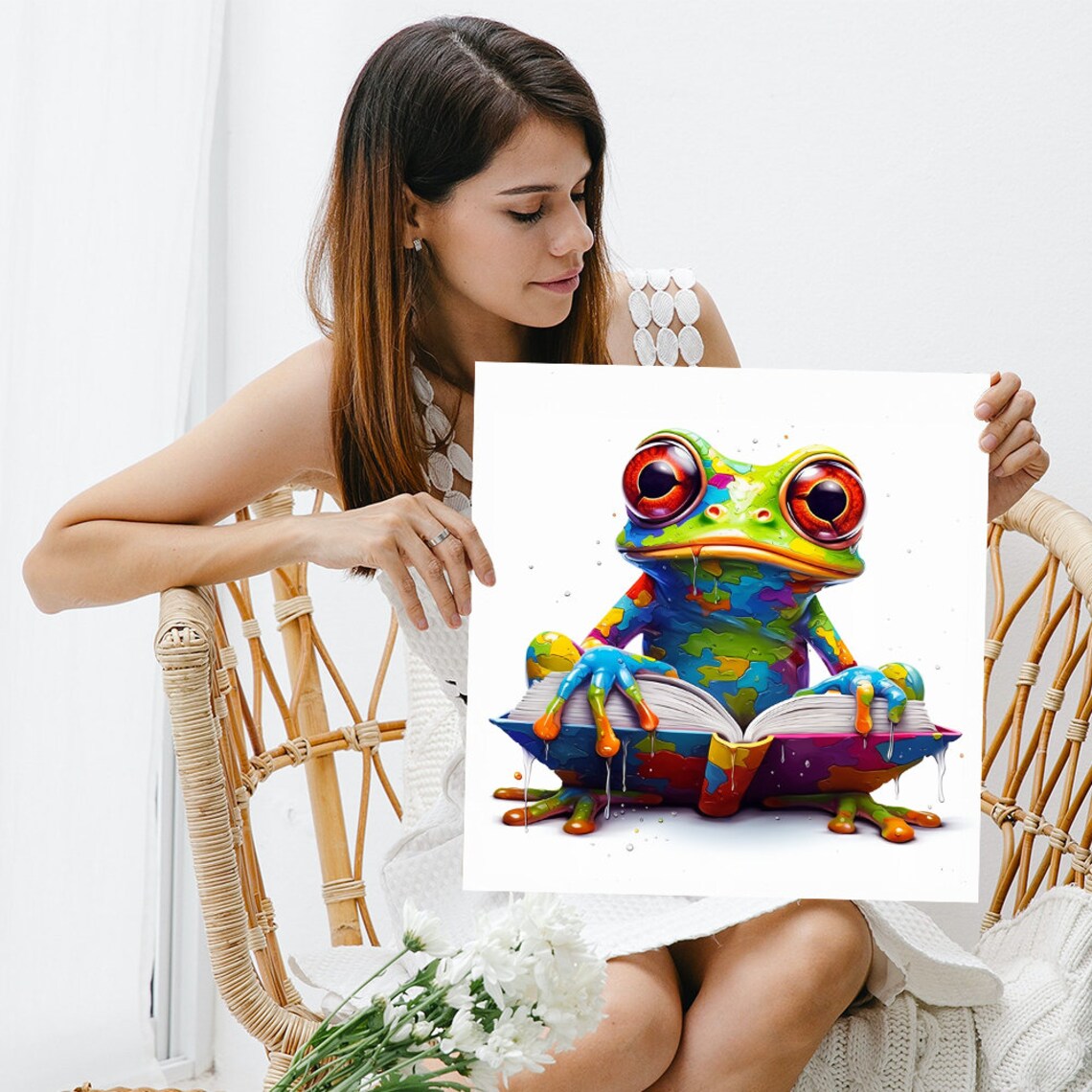 Prismatic Frog Scholar Poster, Whimsical Decor - Image 3