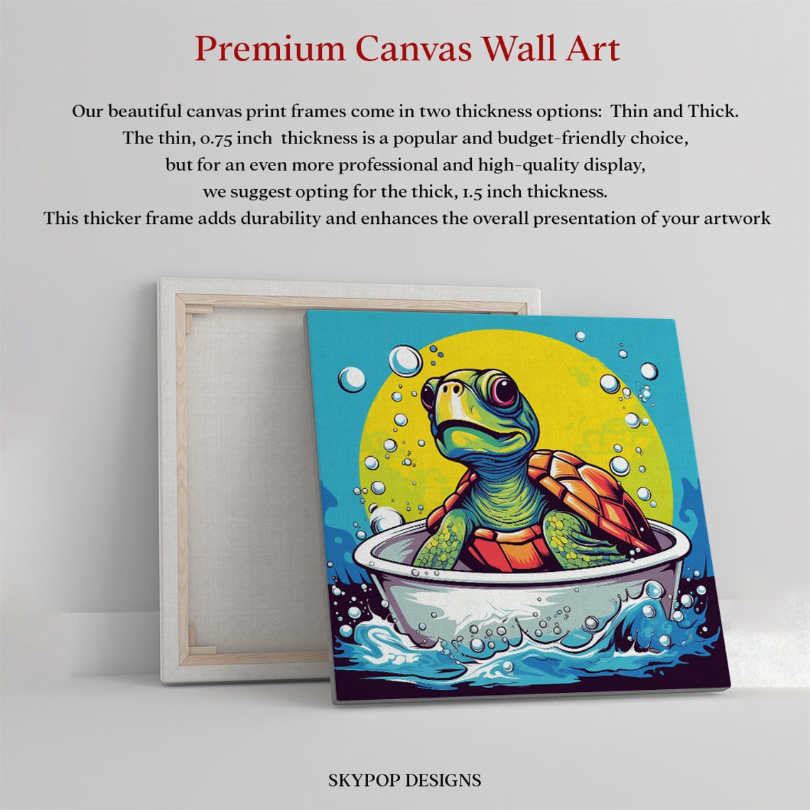 Cartoon Turtle Bubble Bath Sunny Pop Art Kids Wall Art Poster - Image 3