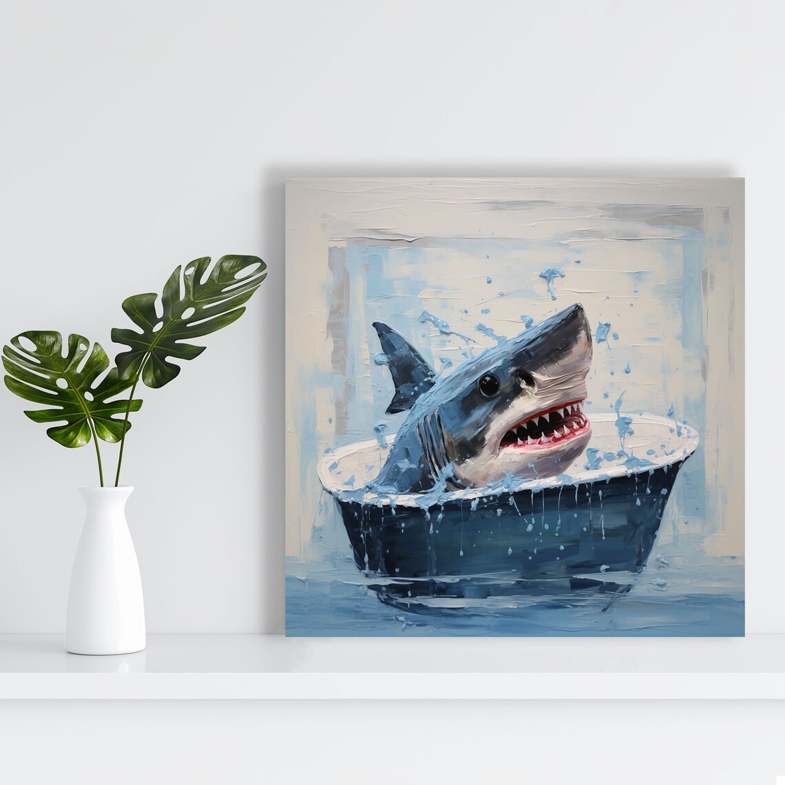 Shark In Bathtub Bathroom Wall Art Poster Print - Image 2