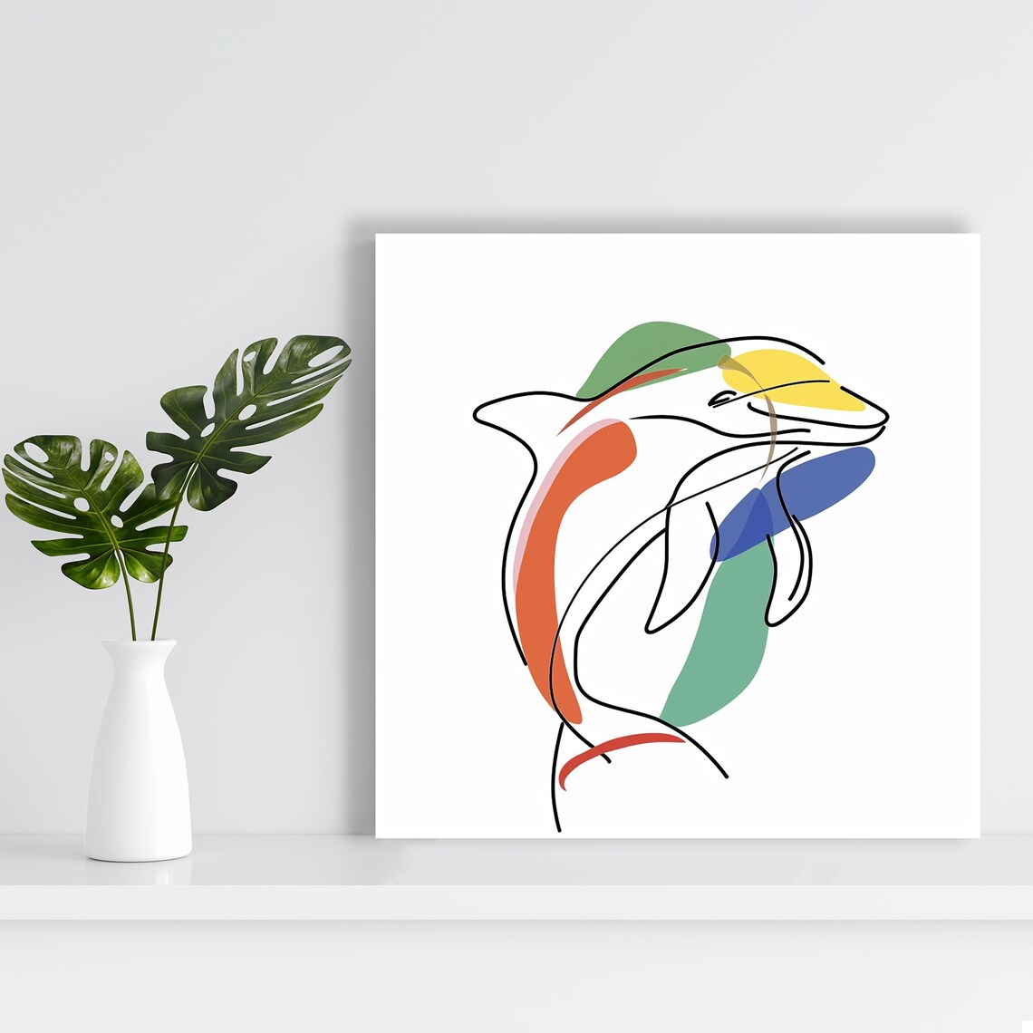 Dolphin Contour Minimalist Art Print, Living Room Decor - Image 2