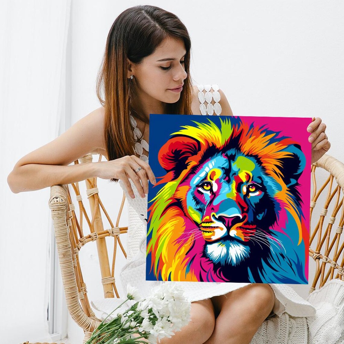 Rainbow Lion Pop Art Poster, Eclectic Wall Decor - Image 3