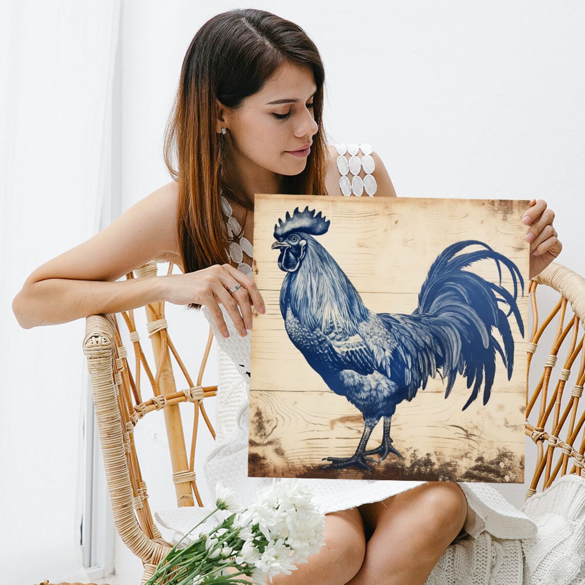 Rooster Farmhouse Wall Art Print, Rustic Animal Decor - Image 3