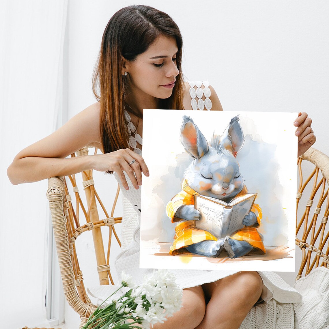 Studious Bunny Minimalist Art Print for Nursery - Image 3