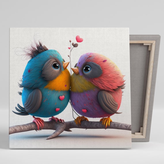 Lovebirds Valentine's Day Love Art Print, Romantic Decor