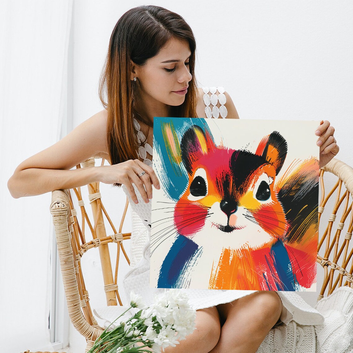 Fox Splash Art Poster, Whimsical Animal Decor - Image 3