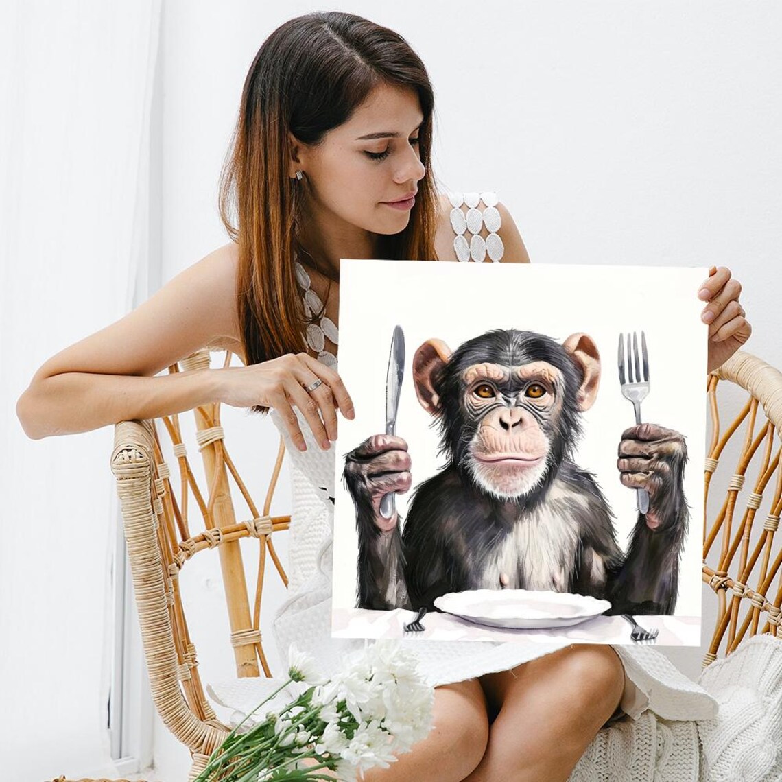 Chimpanzee Whimsical Animal Decor Wall Art Print - Image 3