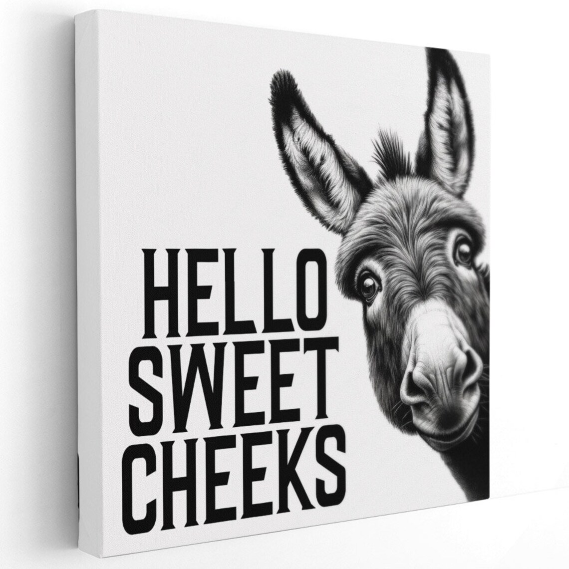 Donkey Hello Sweet Cheeks Bathroom Art Print, Modern - Image 2