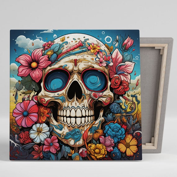 Floral Skull Art Or Poster Gothic Wall Decor Gothic Wall Hanging Living Room Decor Home Decor Modern Decor Minimalist Decor