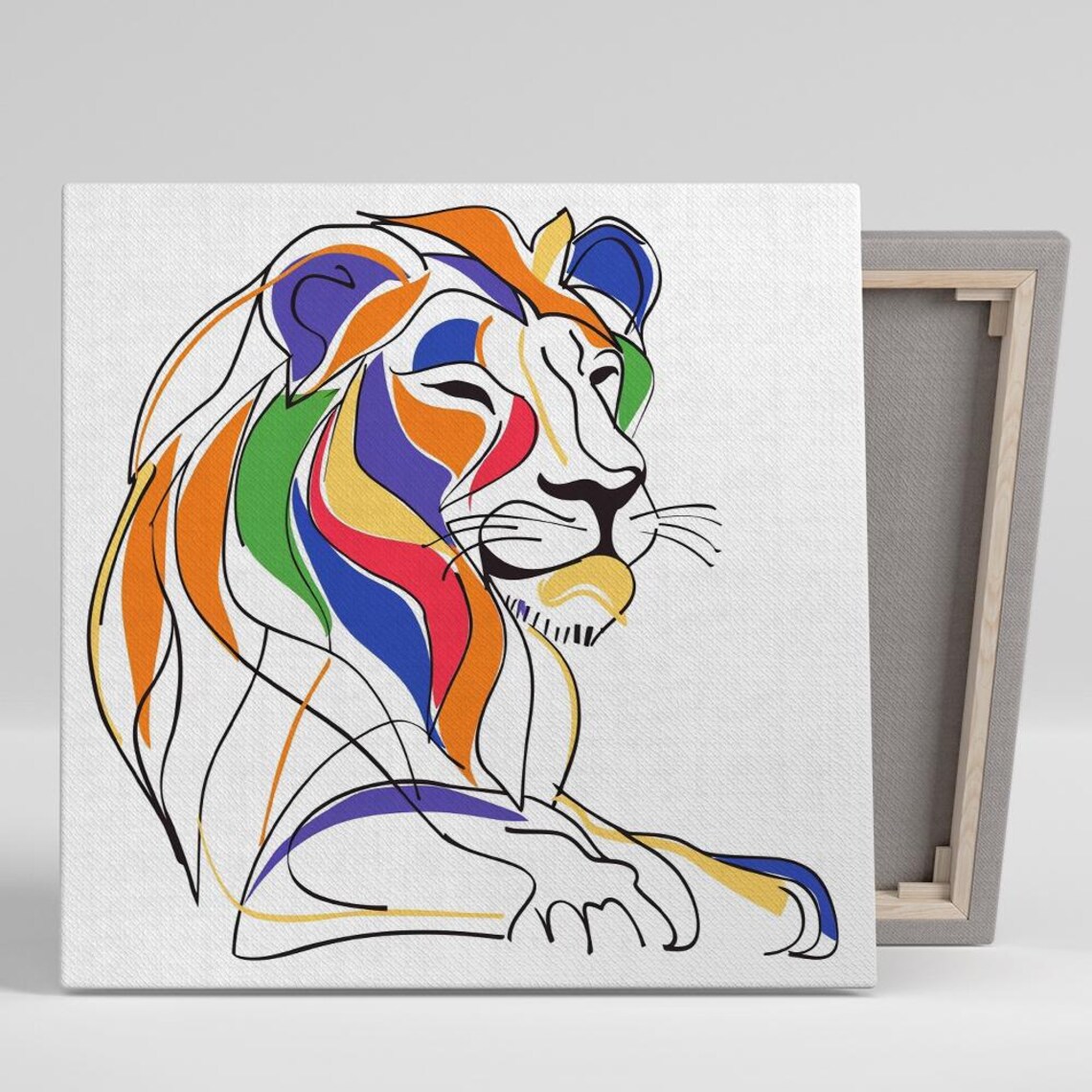 Colorful Lion Abstract Art Print, Contemporary Decor