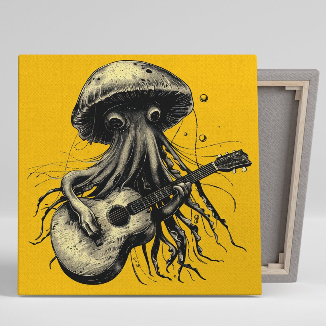 Melodic Mushroom Maestro Art Print, Boho Surrealism