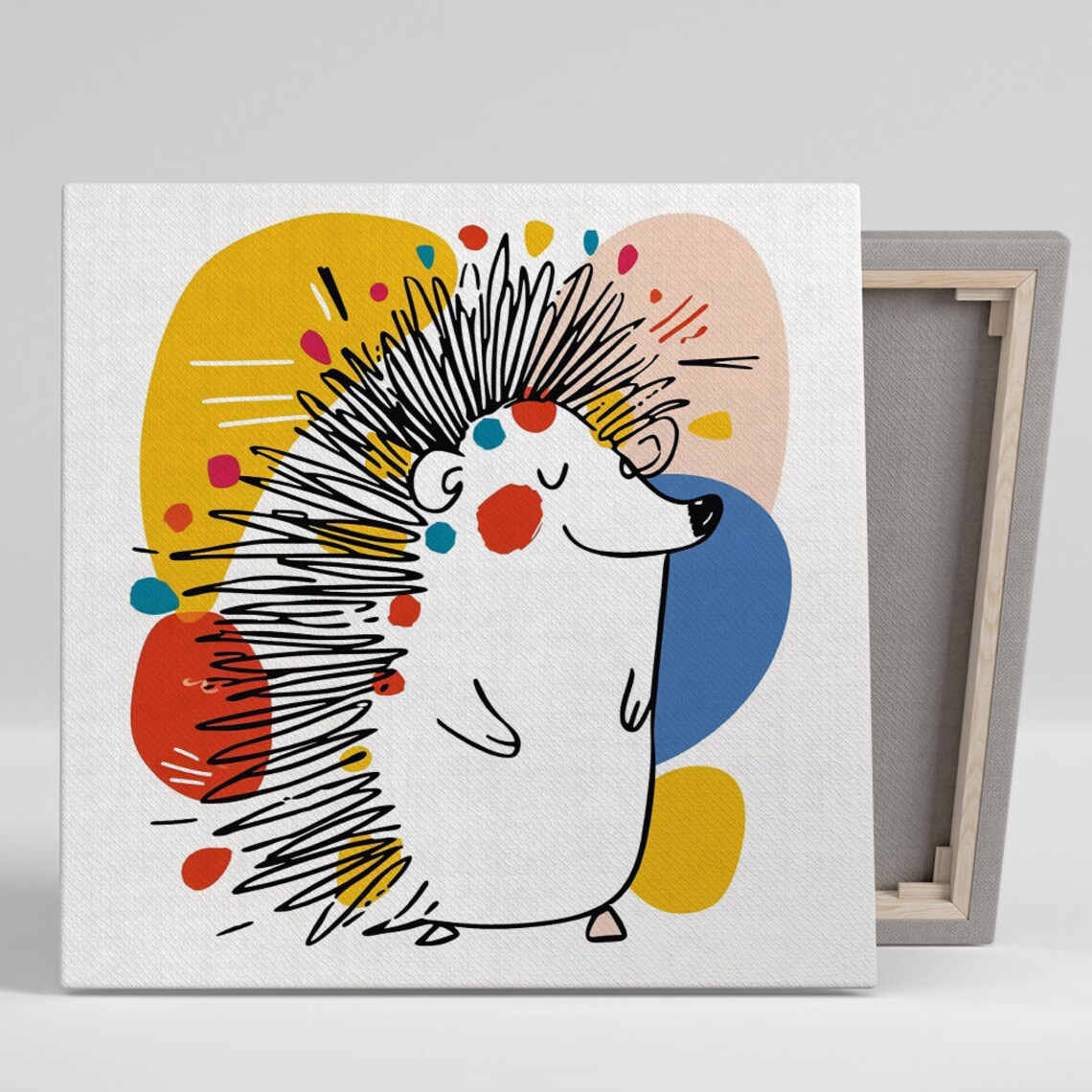 Colorful Hedgehog Burst Animal Art Print, Whimsical Decor