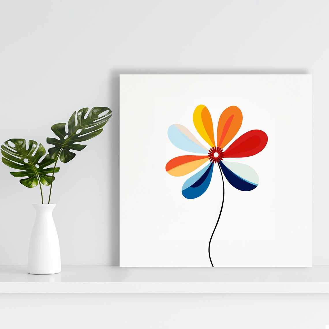 Abstract Flower Art Poster, Contemporary Floral Decor - Image 2