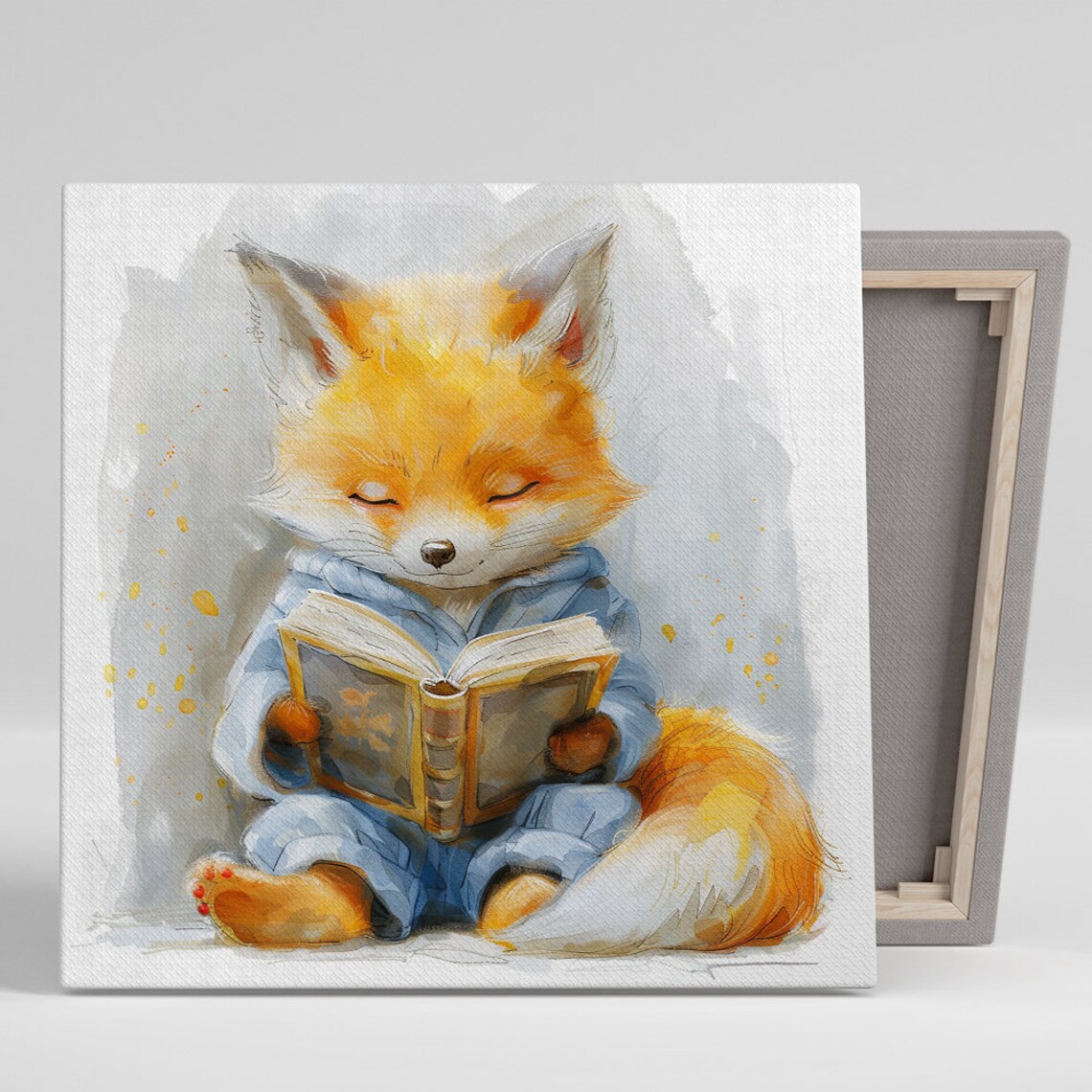 Cozy Reading Fox Poster, Whimsical Nursery Decor
