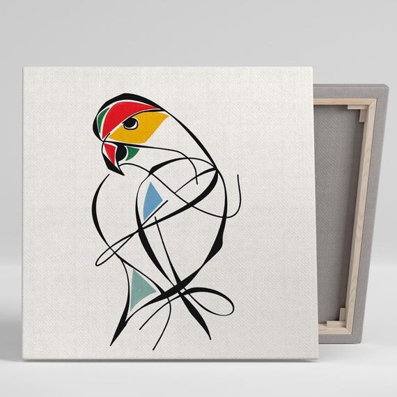 Geometric Parrot Fusion Art Or Poster Abstract Contemporary Animal Decor Living Room Bedroom Office Art Red Yellow Green Blue
