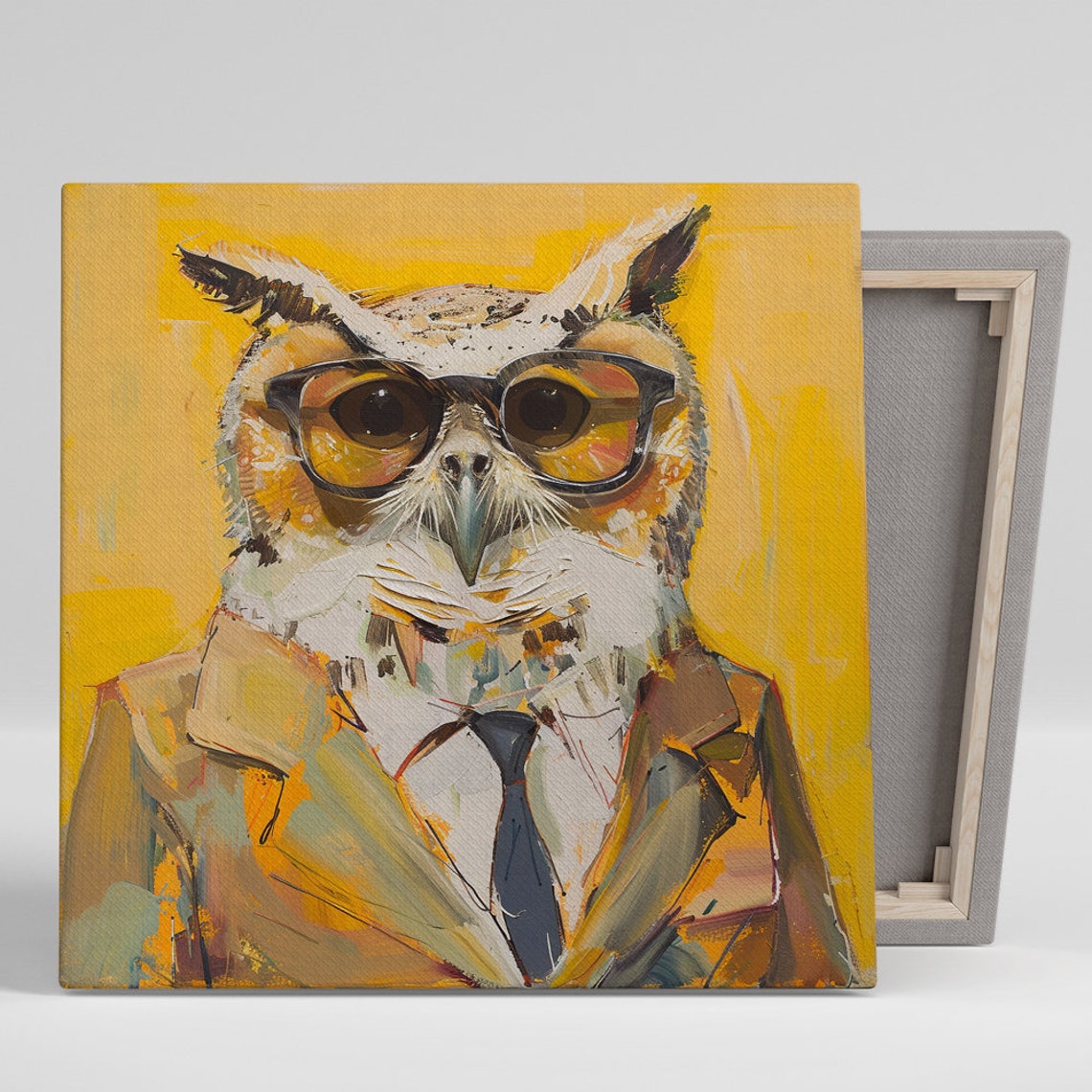 Owl Executive Suit Tie Glasses Witty Professional Bird Wall Poster