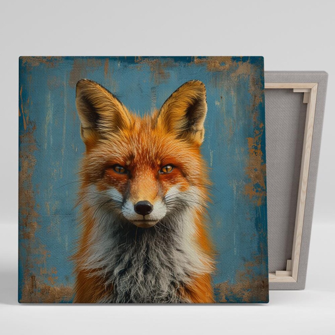 Fox Portrait Rustic Animal Nature Decor Art Print