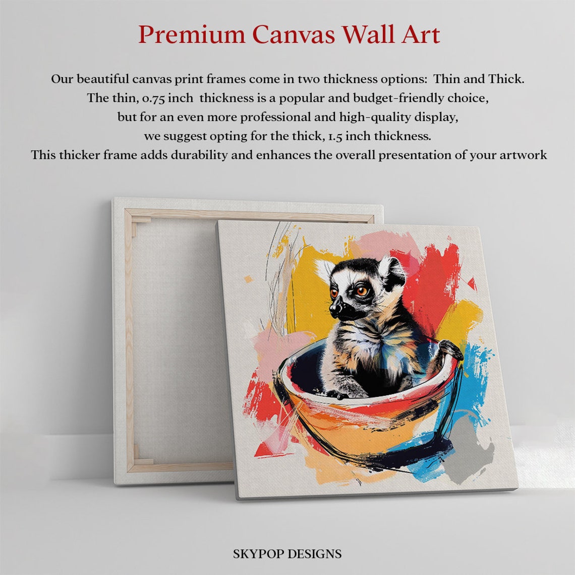 Ring Tailed Lemur In Teacup Colorful Pop Art Whimsical Poster - Image 3
