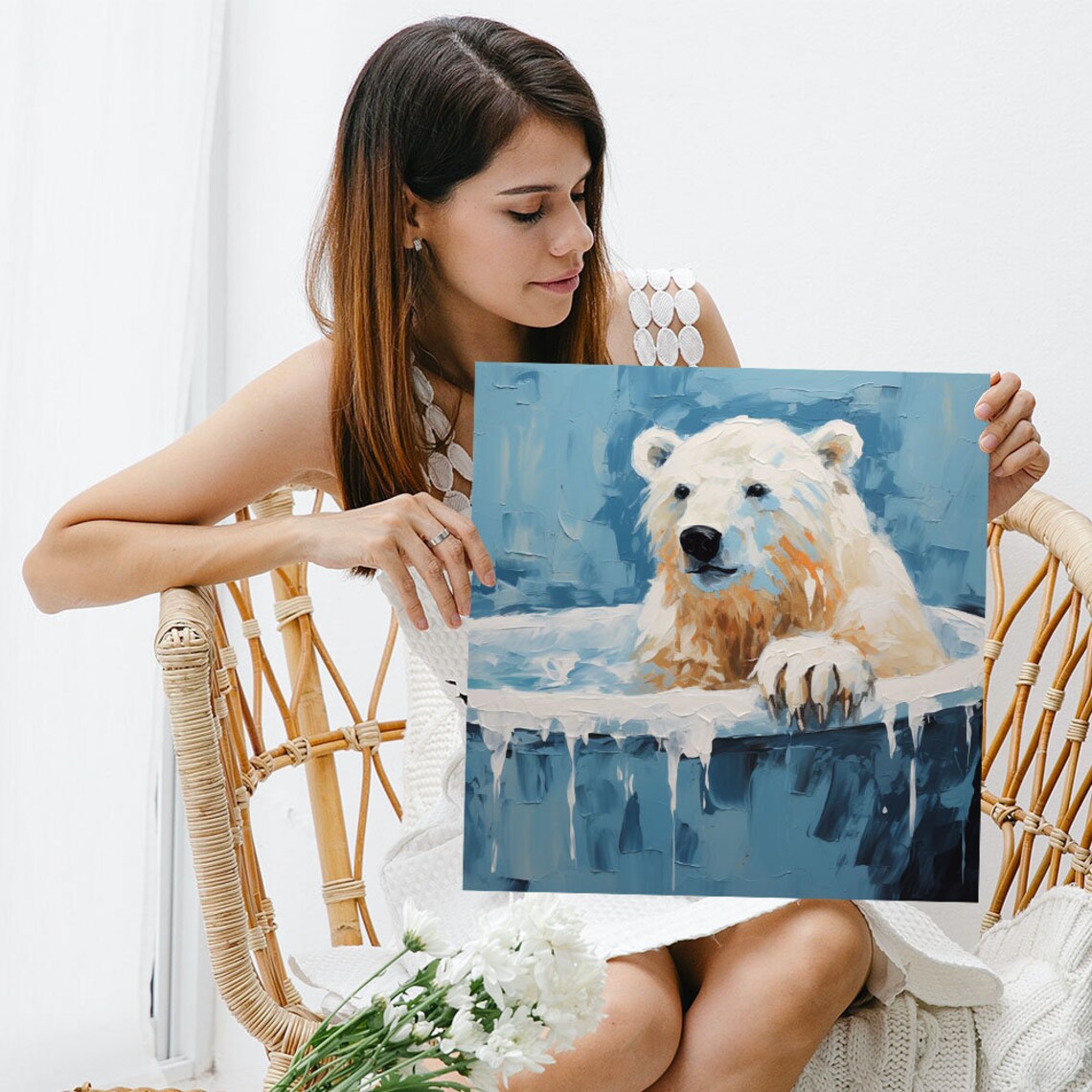 Polar Bear In Bathtub Art Print, Bathroom Decor - Image 5