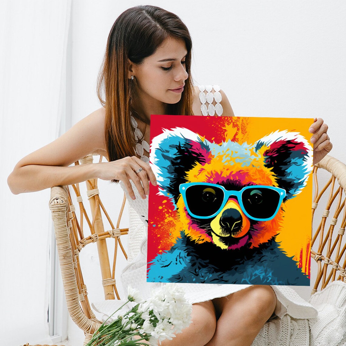 Cool Koala Sunglasses Pop Art Poster Bold Neon Multicolor Funny Animal Print - Image 3