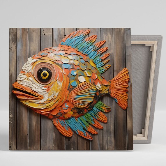 Gold Fish Art Wall Decor Or Poster Ocean Themed Artwork Fish Wall Art Nature Decor Contemporary Goldfish Art Modern Wall Decor