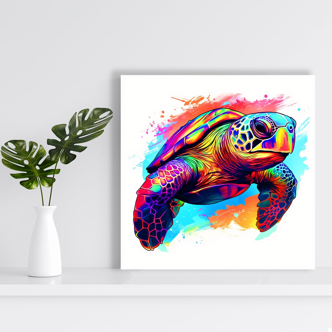 Psychedelic Sea Turtle Pop Art, Coastal Art Print - Image 2