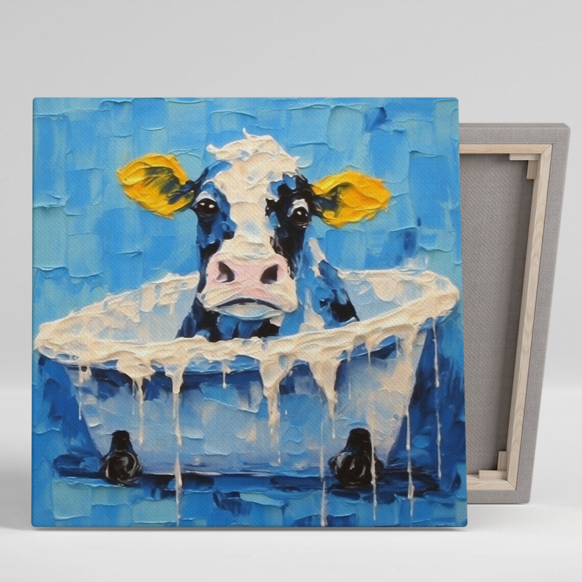 Cow In Bathtub Poster, Modern Farm Animal Decor