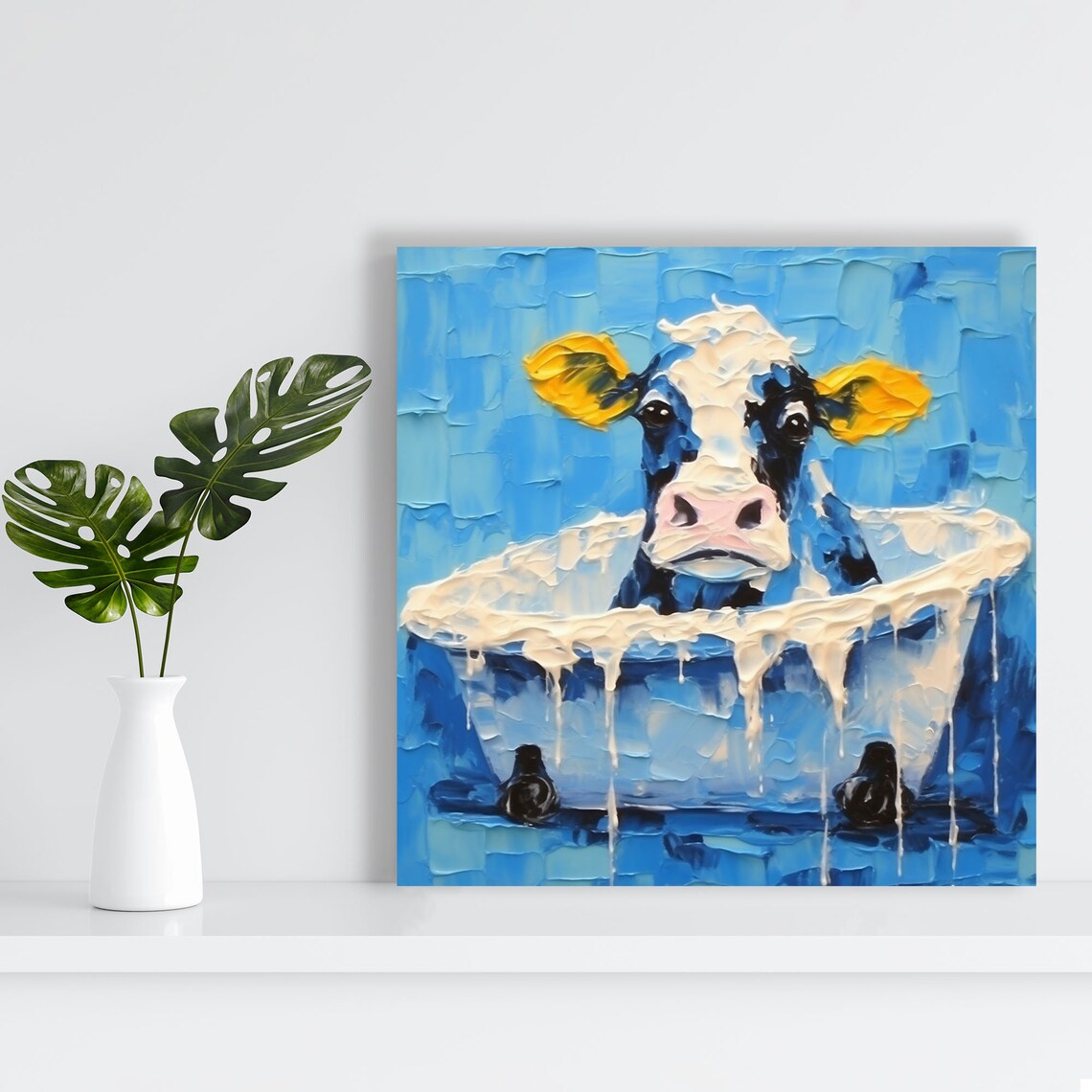 Cow In Bathtub Poster, Modern Farm Animal Decor - Image 2