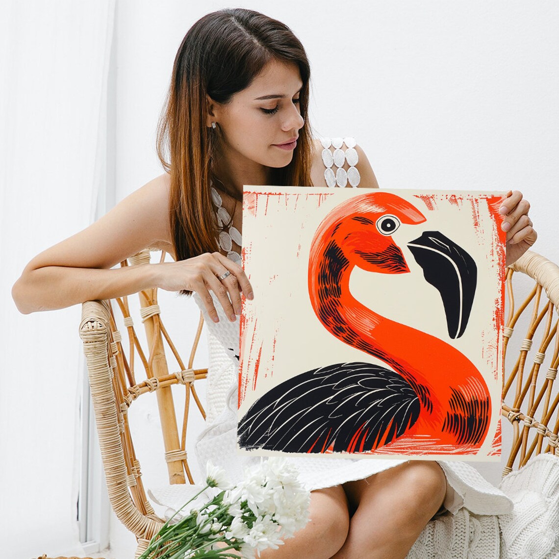 Retro Mid-Century Flamingo Art Print for Living Room - Image 3