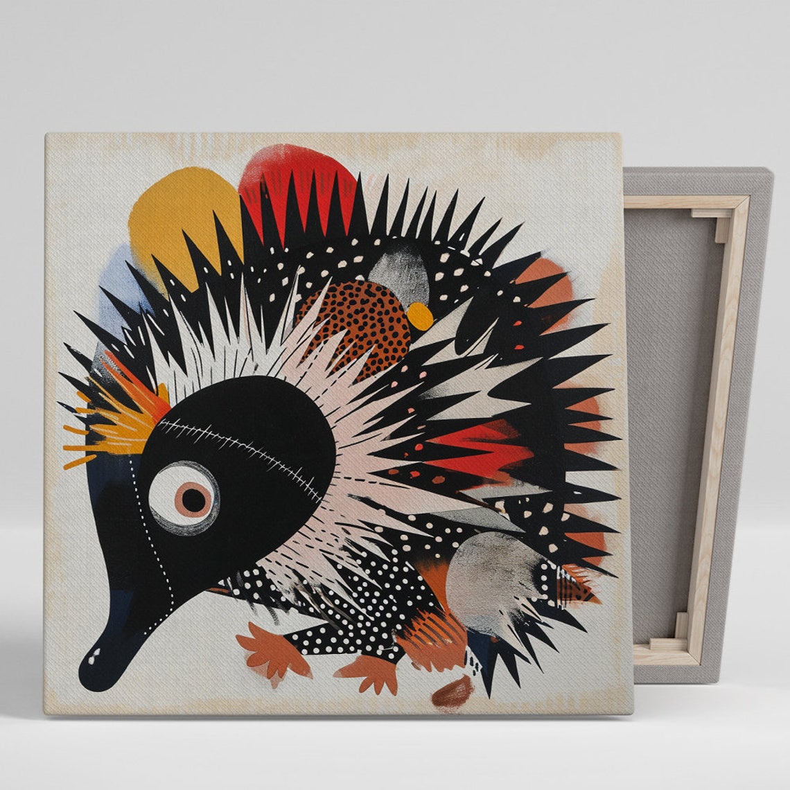 Stylized Echidna Abstract Spiky Quill Art in Bold Colors Poster