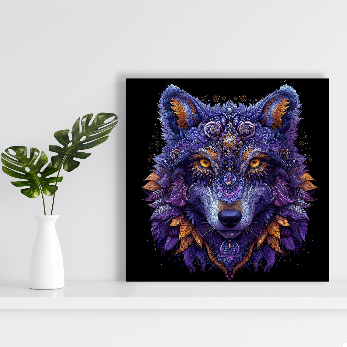Cosmic Wolf Spirit Art Or Poster Animal Contemporary Bohemian Decor Living Room Bedroom Office Game Room Wall Art Animal Decor - Image 2