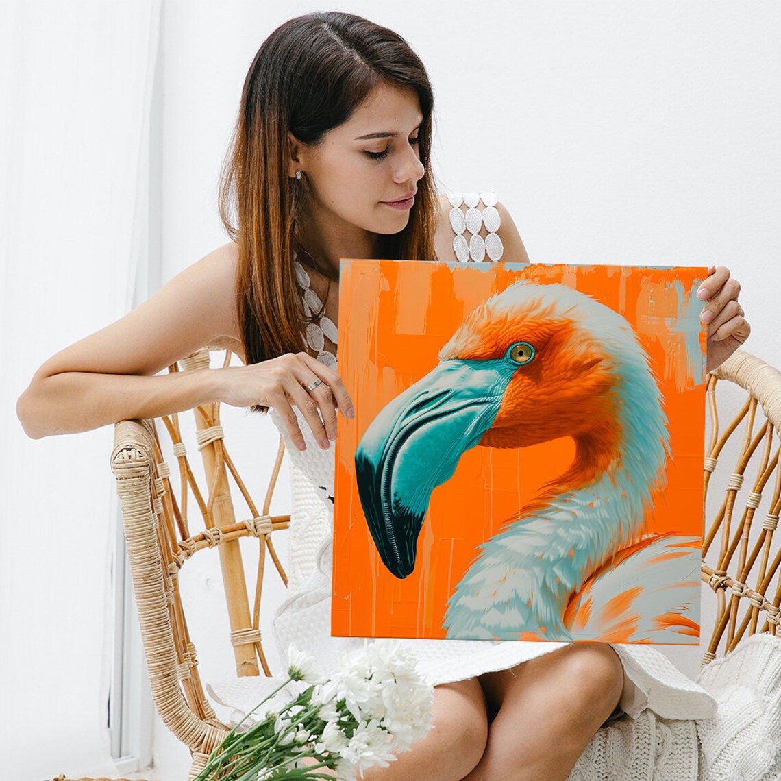 Flamingo Portrait, Contemporary Minimalist Art Print - Image 3